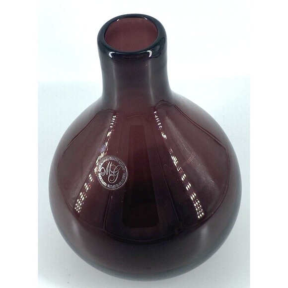Artisan Glass Vase/Hand Blown/Amethyst/Bulbous Shaped/Margies Garden California - Picture 3 of 5